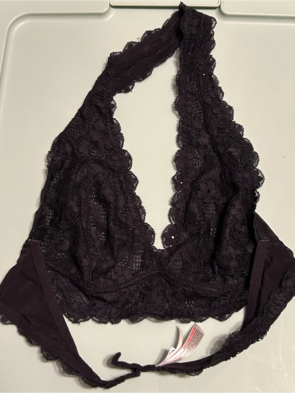 Free People Black Lace Halter Bralette